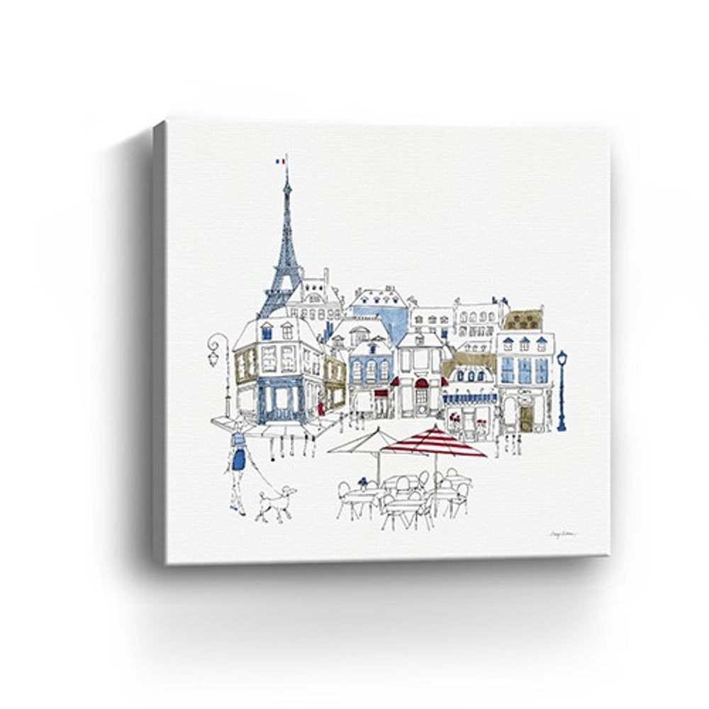 French Caf With Red And Blue Accents Unframed Print Wall Art — view 11