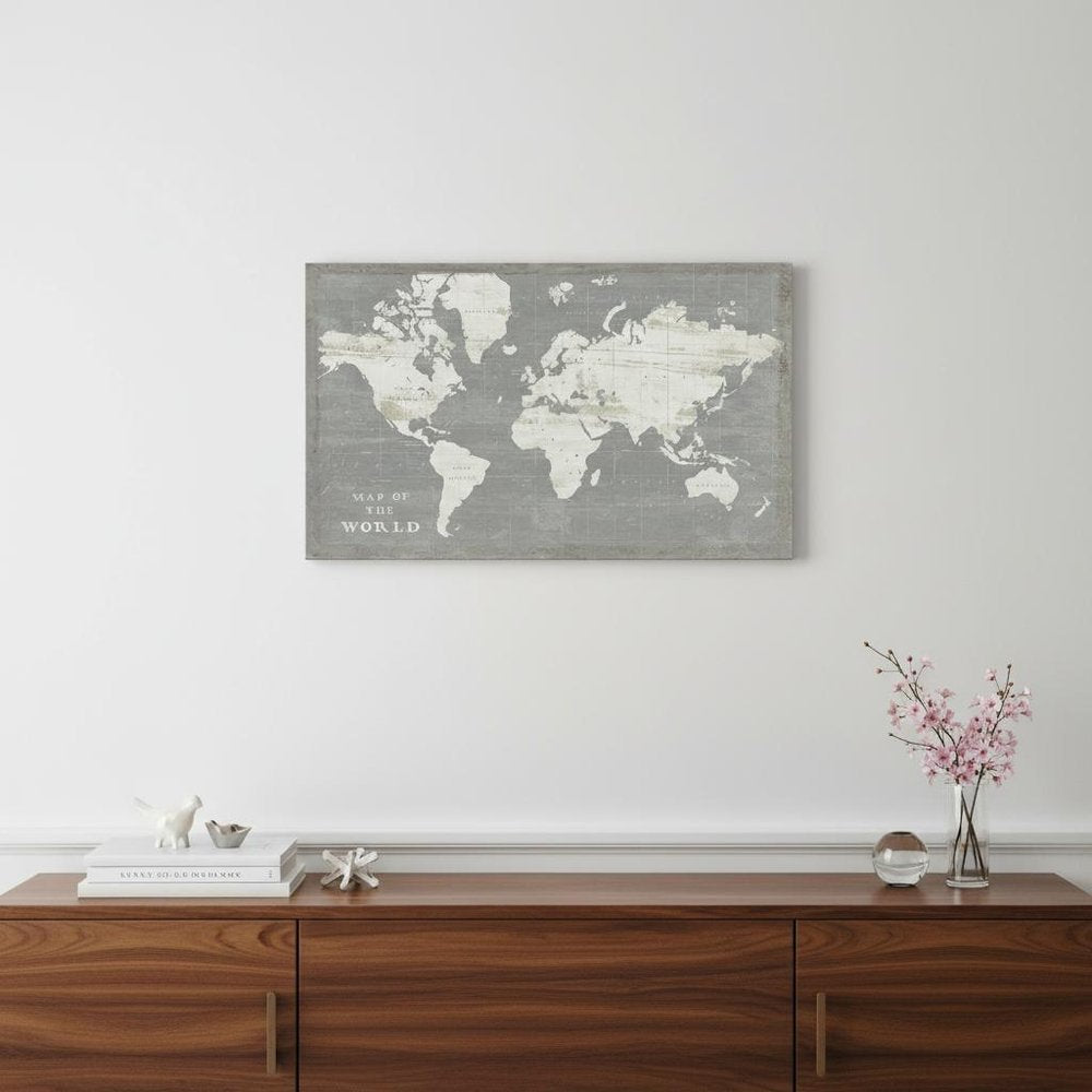 24" Minimalist World Map Canvas Wall Art HomeRoots