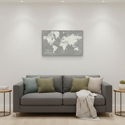 24" Minimalist World Map Canvas Wall Art HomeRoots