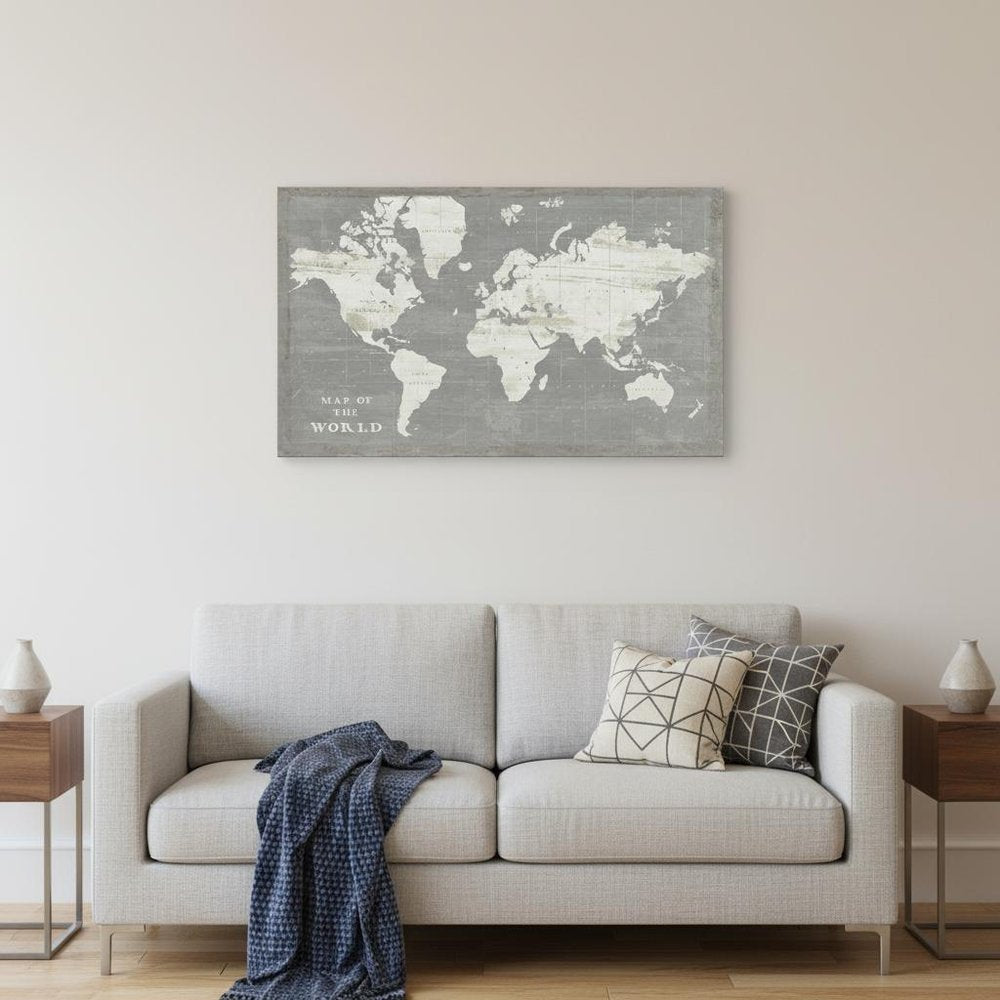 24" Minimalist World Map Canvas Wall Art HomeRoots