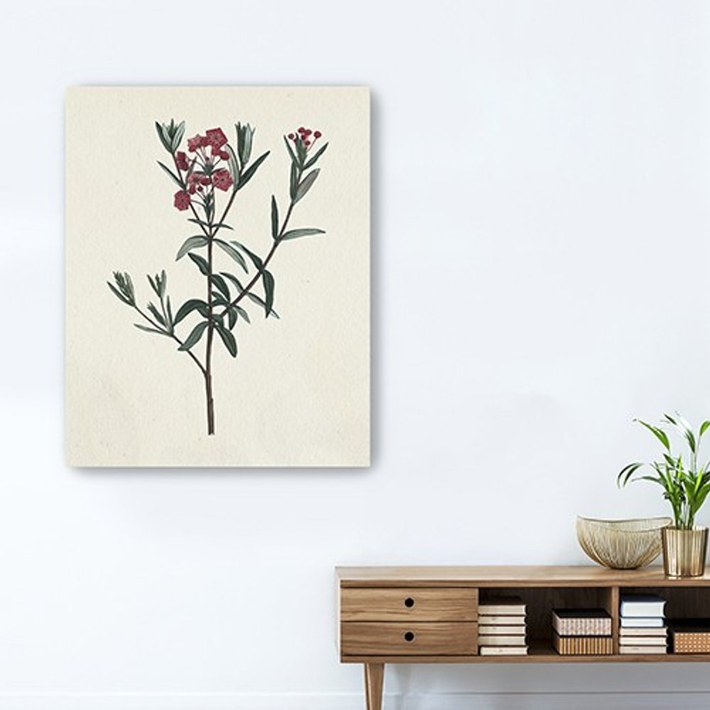 Singular Red Blossom Branch Unframed Print Wall Art — view 2