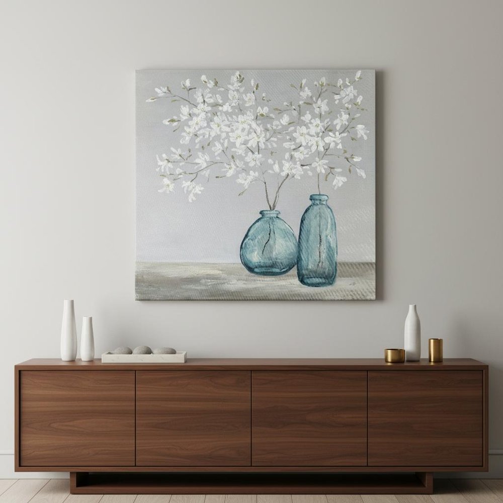White Spring Flowers Unframed Print Wall Art HomeRoots
