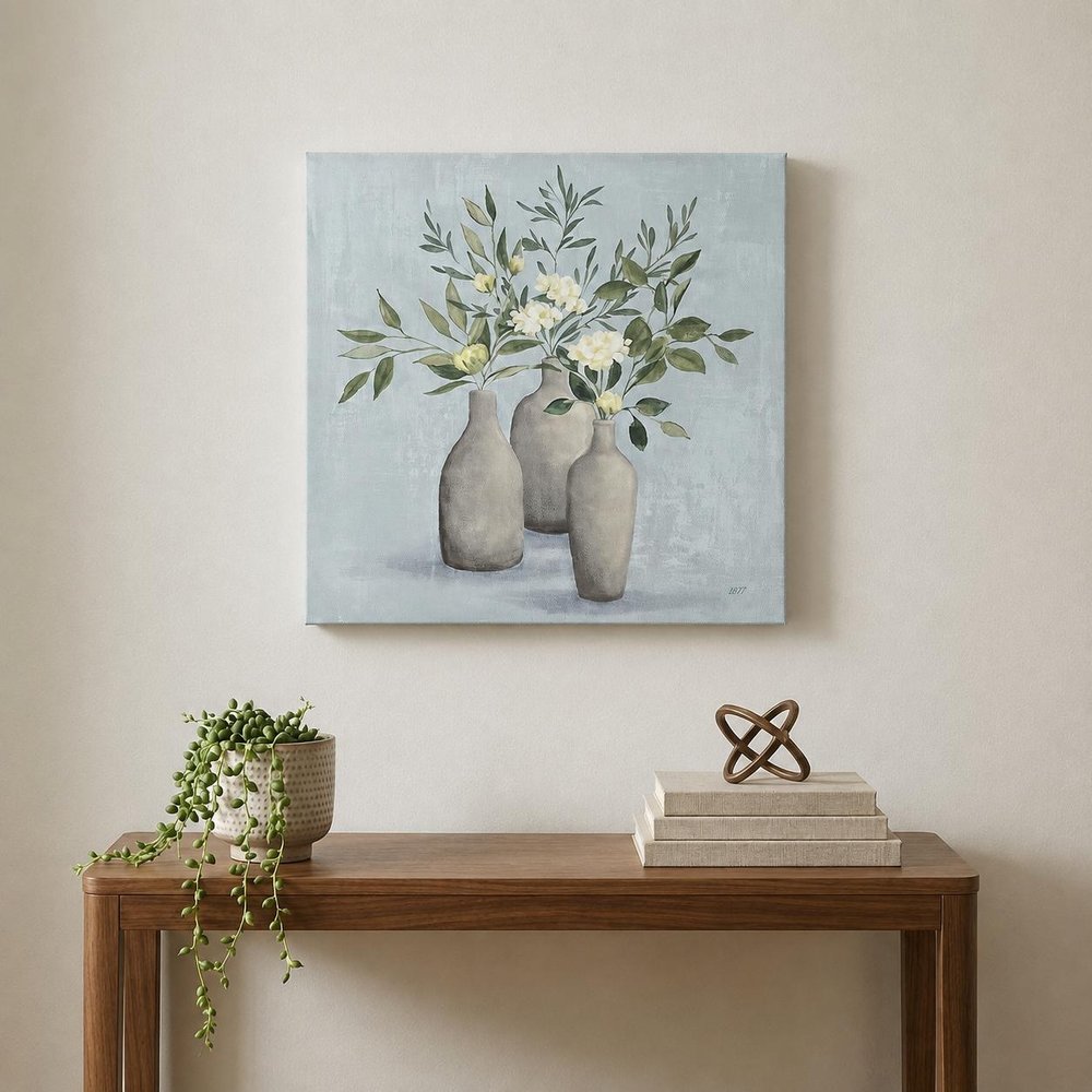 Pretty Bohemian Flowers In Ceramic Vases Unframed Print Wall Art HomeRoots