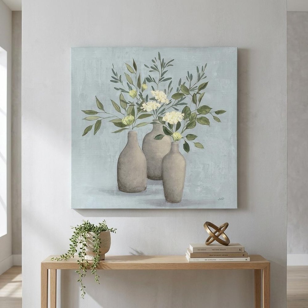 Pretty Bohemian Flowers In Ceramic Vases Unframed Print Wall Art — view 8