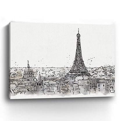 Monochrome Paris Rooftops Sketch Unframed Print Wall Art HomeRoots