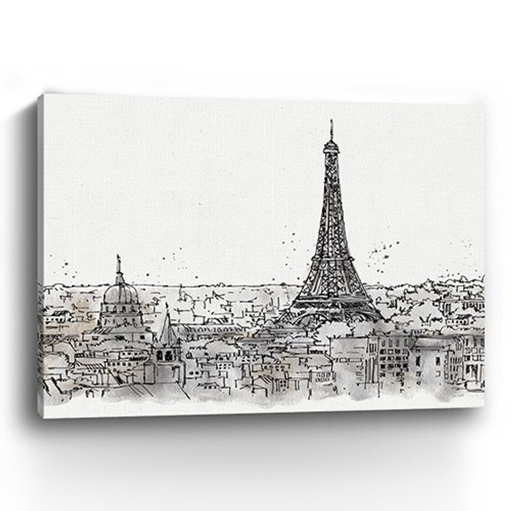 Monochrome Paris Rooftops Sketch Unframed Print Wall Art HomeRoots