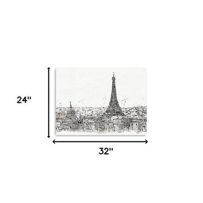Monochrome Paris Rooftops Sketch Unframed Print Wall Art HomeRoots