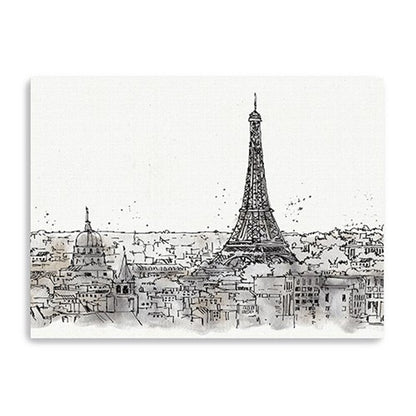 Monochrome Paris Rooftops Sketch Unframed Print Wall Art HomeRoots
