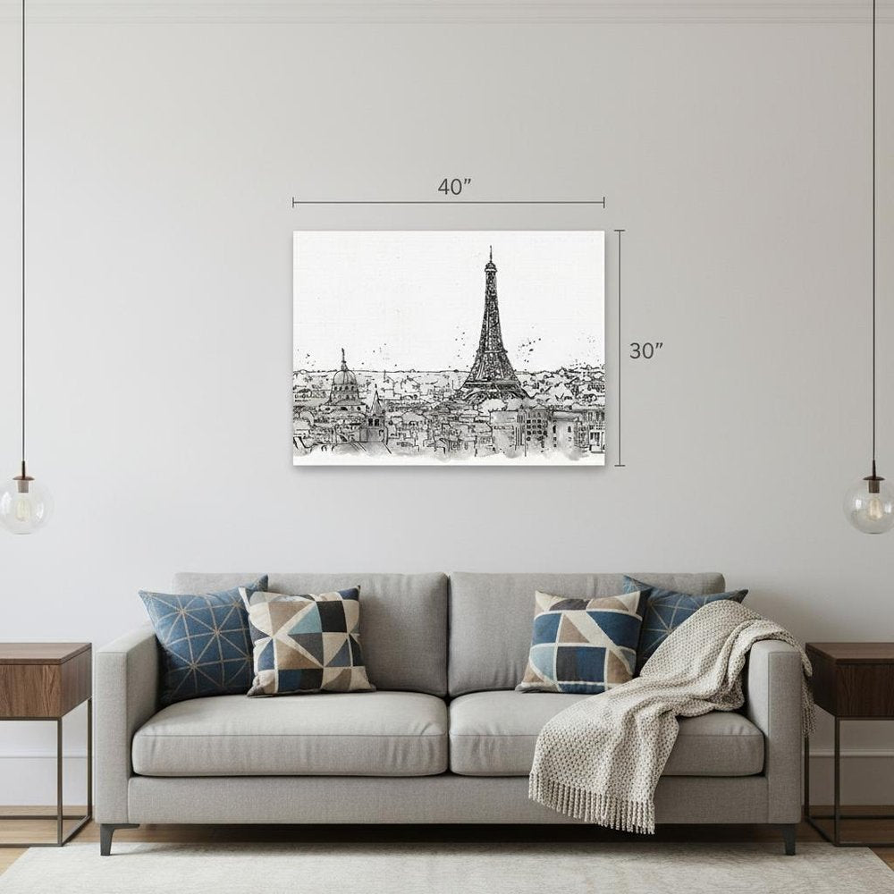 Monochrome Paris Rooftops Sketch Unframed Print Wall Art HomeRoots