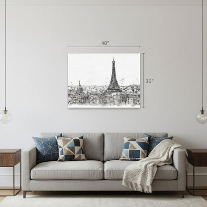 Monochrome Paris Rooftops Sketch Unframed Print Wall Art HomeRoots