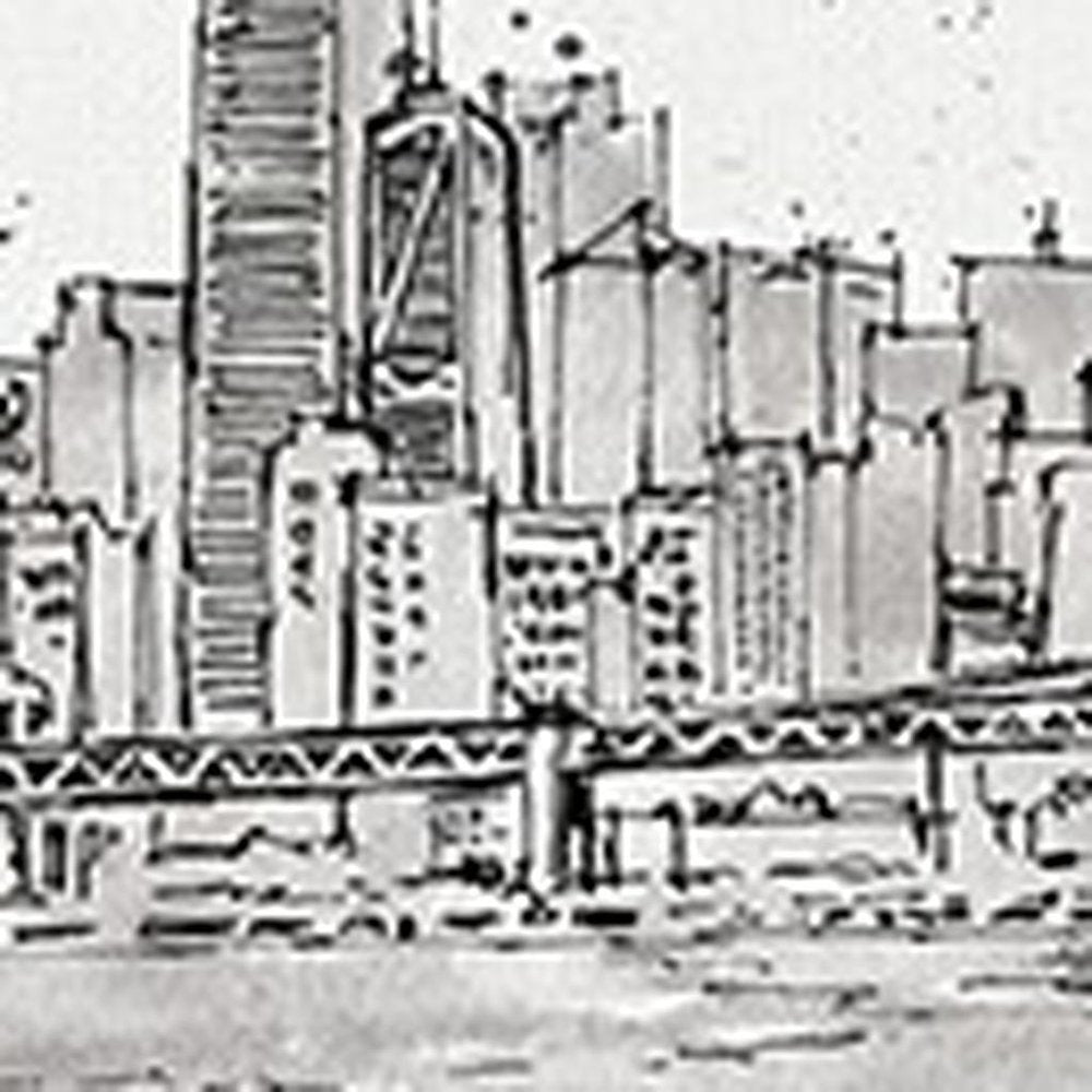 Monochrome City Skyline Sketch Unframed Print Wall Art — view 5