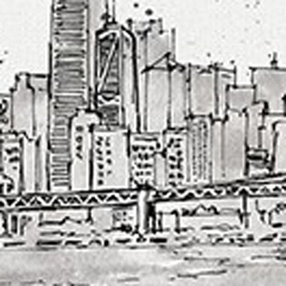 Monochrome City Skyline Sketch Unframed Print Wall Art HomeRoots