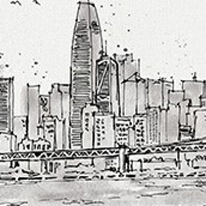 Monochrome City Skyline Sketch Unframed Print Wall Art HomeRoots