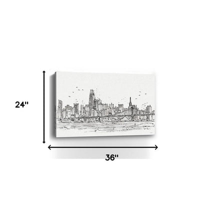 Monochrome City Skyline Sketch Unframed Print Wall Art HomeRoots