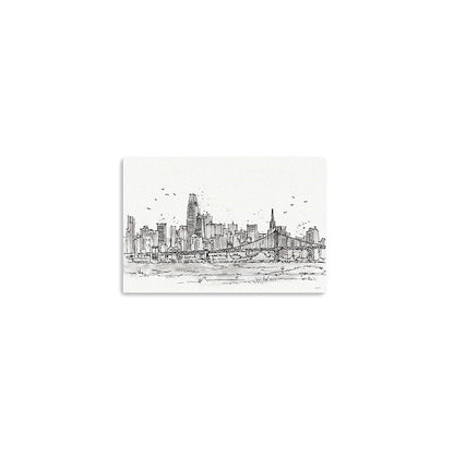 Monochrome City Skyline Sketch Unframed Print Wall Art HomeRoots