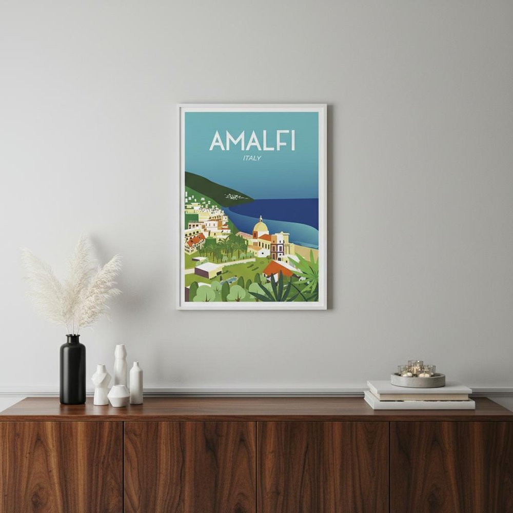 Vibrant Amalfi Coast Unframed Print Wall Art