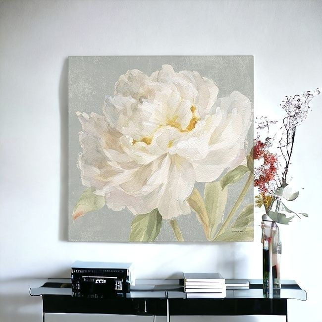 Angelic White Peony Flower Unframed Print Wall Art
