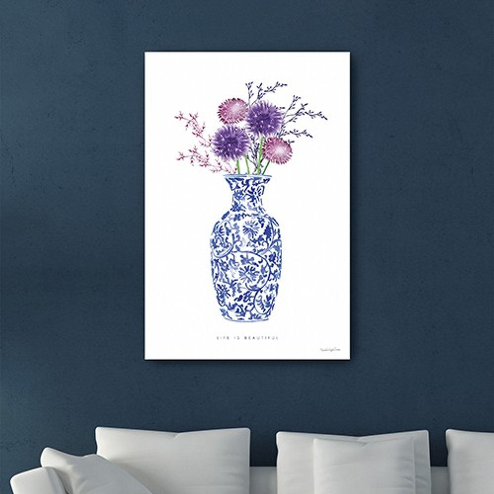 24" x 16" Blue and White Life Floral Vase Canvas Wall Art — view 4