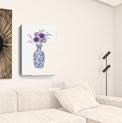 24" x 16" Blue and White Life Floral Vase Canvas Wall Art