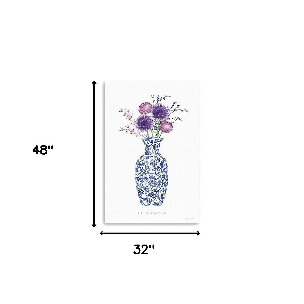 24" x 16" Blue and White Life Floral Vase Canvas Wall Art — view 13