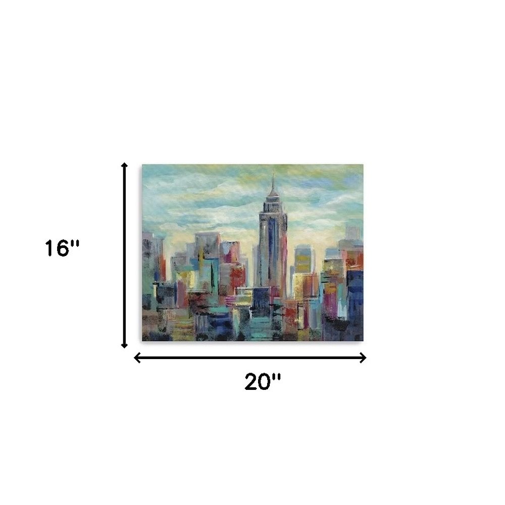 20" x 16" Vibrant NYC Skyline Canvas Wall Art HomeRoots