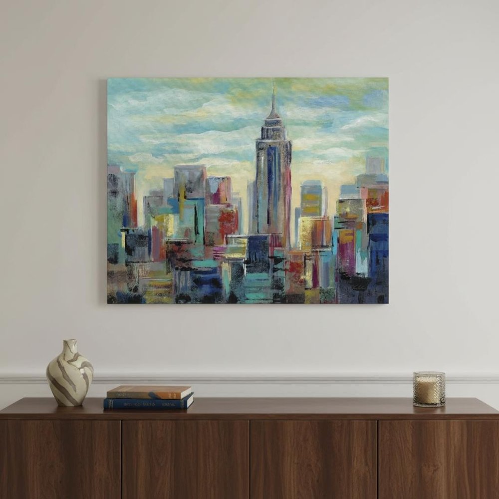20" x 16" Vibrant NYC Skyline Canvas Wall Art HomeRoots