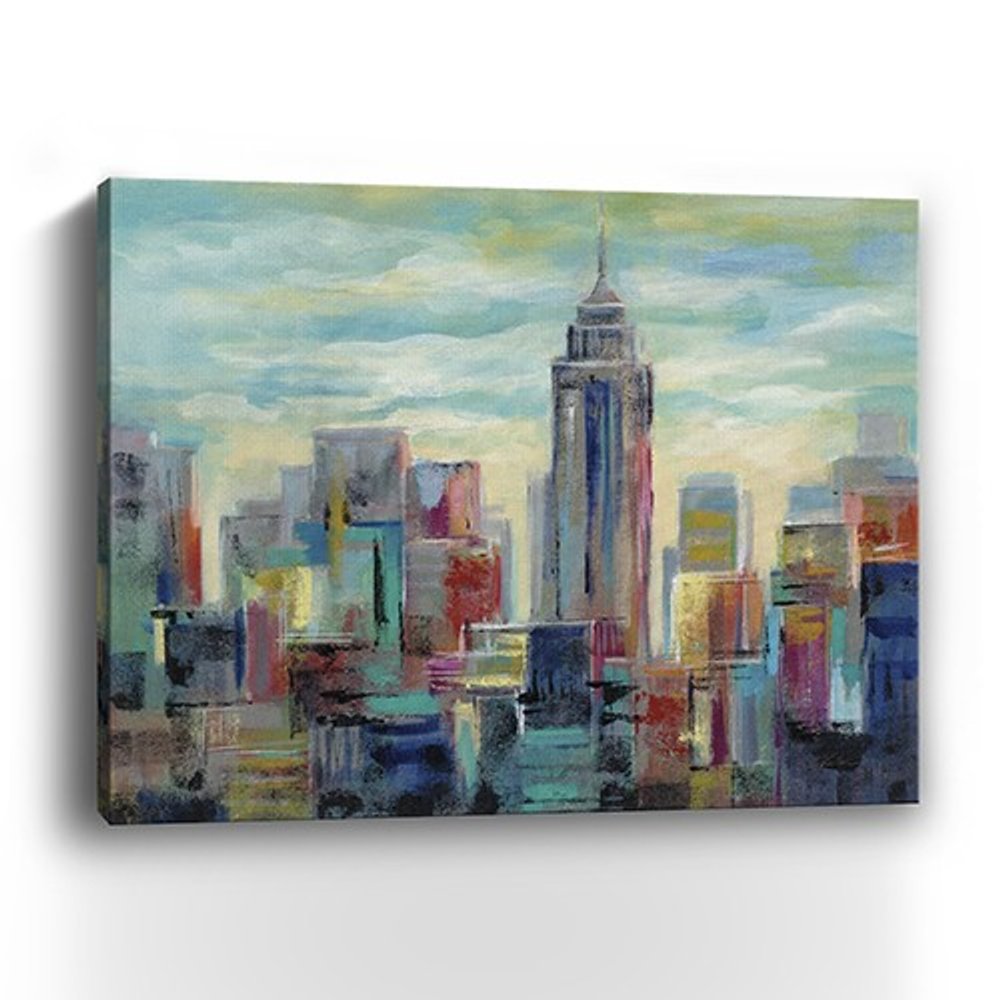 20" x 16" Vibrant NYC Skyline Canvas Wall Art HomeRoots