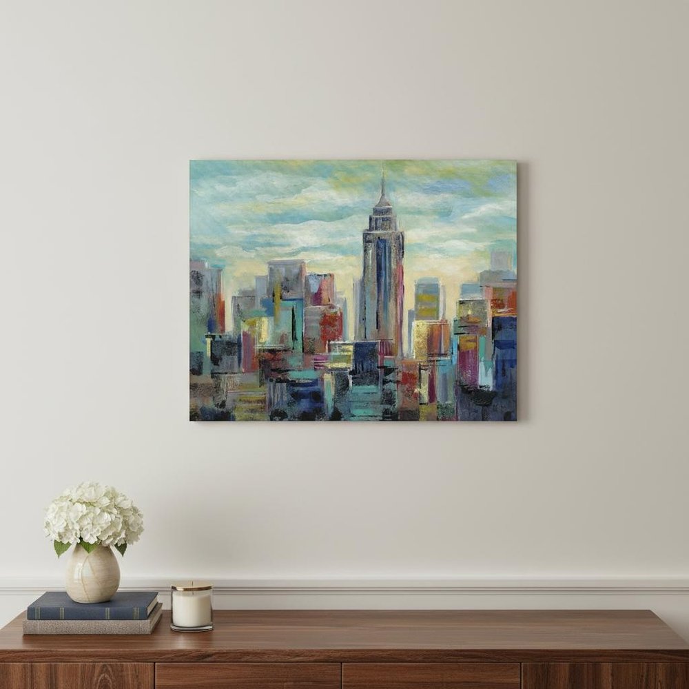 20" x 16" Vibrant NYC Skyline Canvas Wall Art HomeRoots