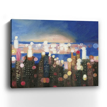 20" x 16" Watercolor City Lights on the Horizon Canvas Wall Art HomeRoots