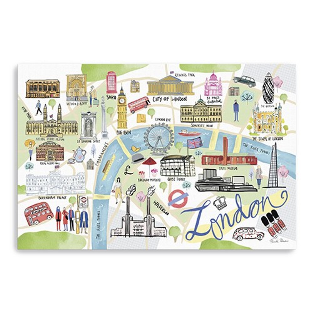 Fun Illustrated London Map Unframed Print Wall Art HomeRoots