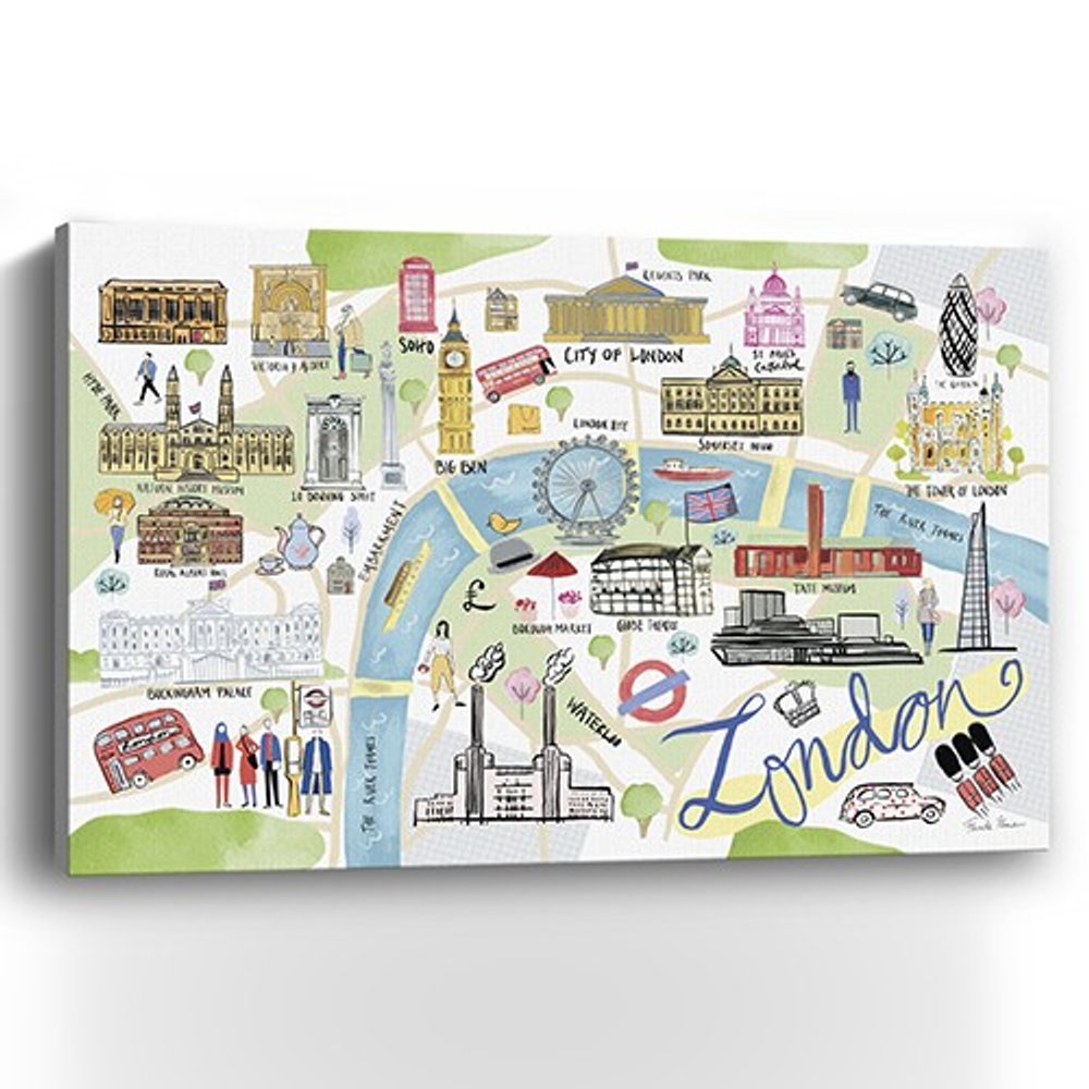 Fun Illustrated London Map Unframed Print Wall Art — view 3