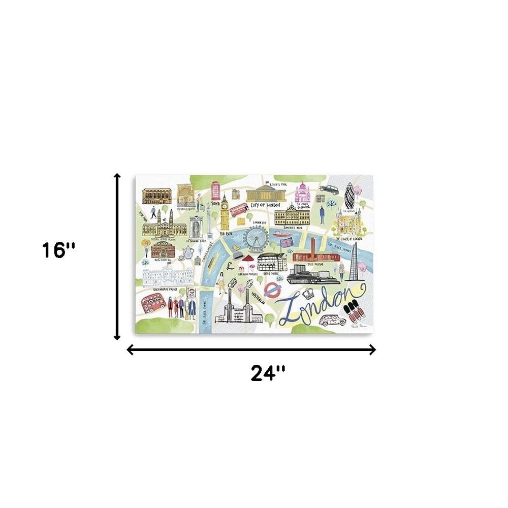 Fun Illustrated London Map Unframed Print Wall Art HomeRoots
