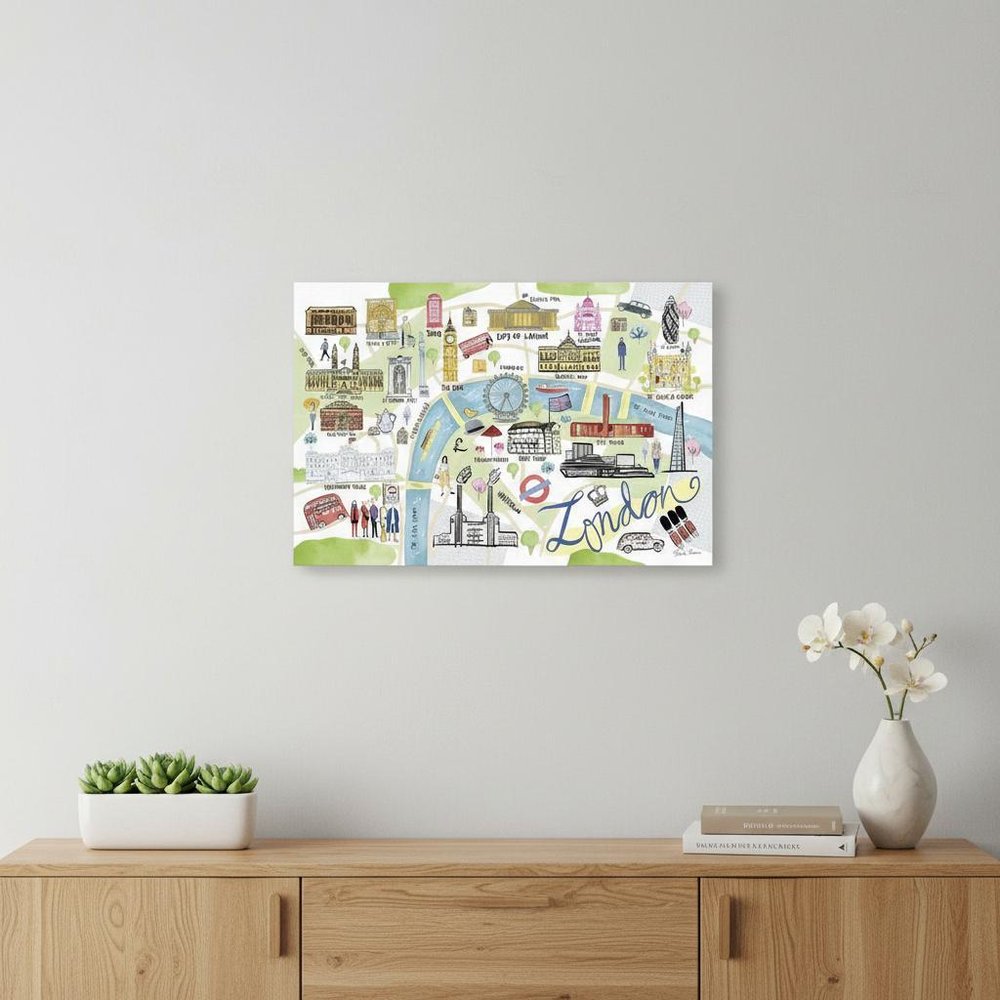 Fun Illustrated London Map Unframed Print Wall Art HomeRoots