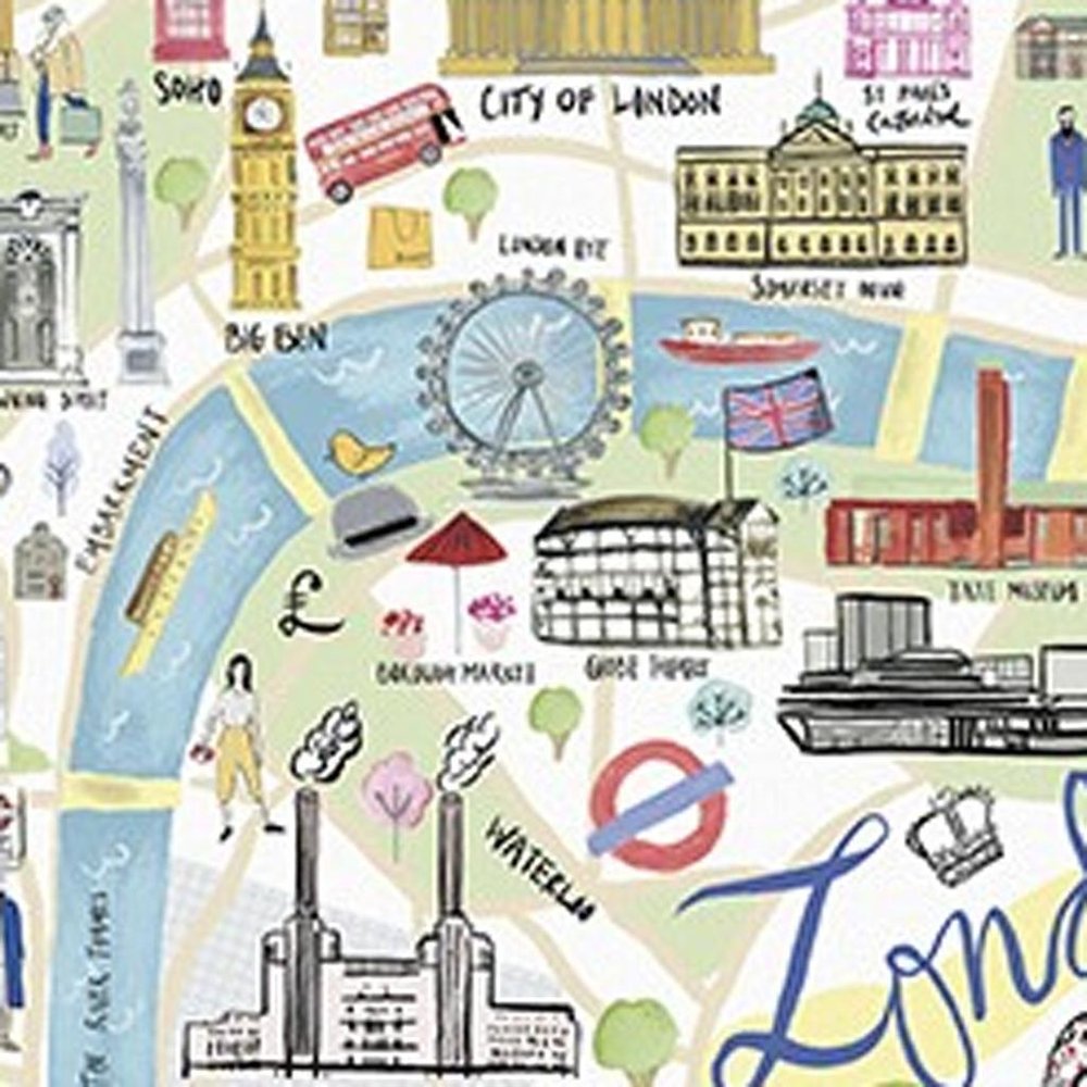 Fun Illustrated London Map Unframed Print Wall Art HomeRoots