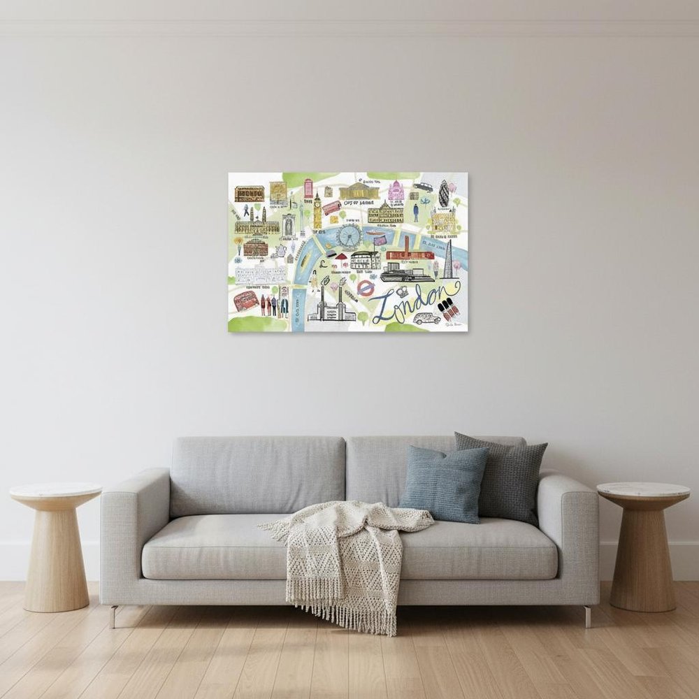 Fun Illustrated London Map Unframed Print Wall Art HomeRoots