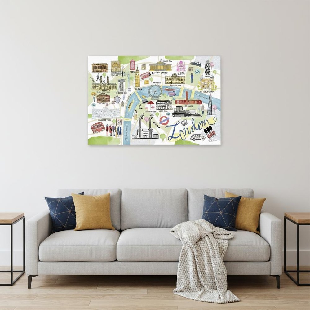 Fun Illustrated London Map Unframed Print Wall Art HomeRoots