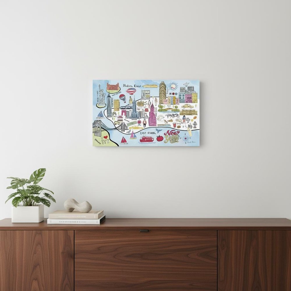 Fun Illustrated Nyc Map Unframed Print Wall Art HomeRoots
