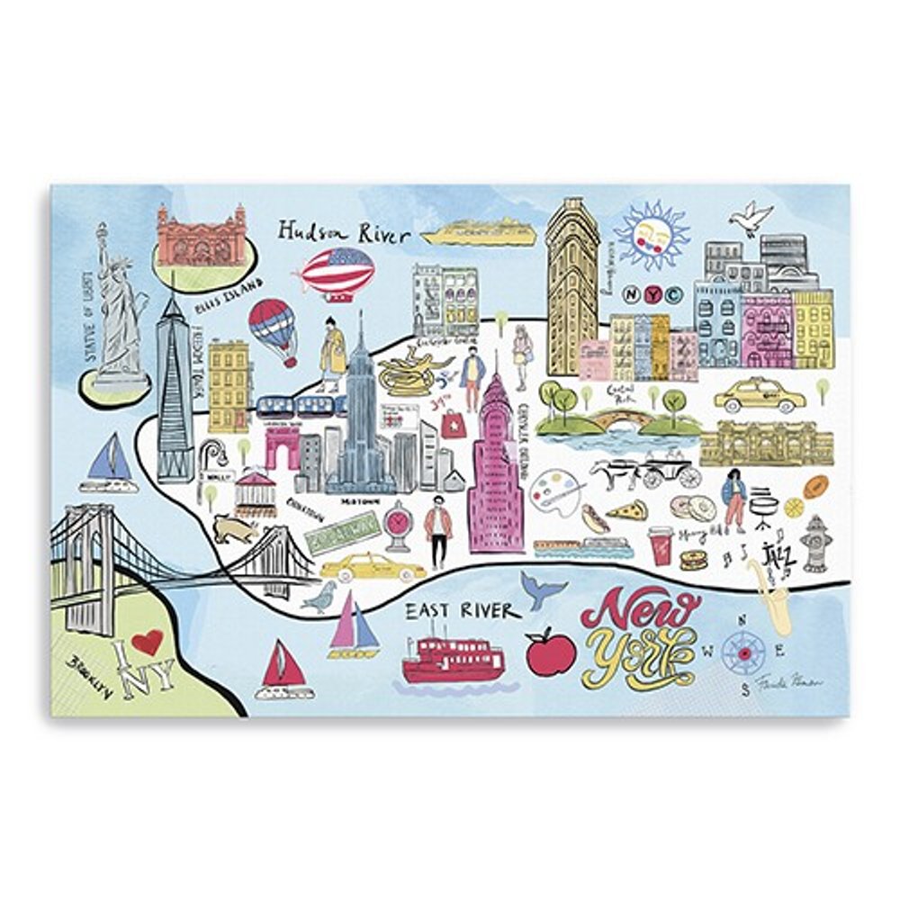 Fun Illustrated Nyc Map Unframed Print Wall Art HomeRoots