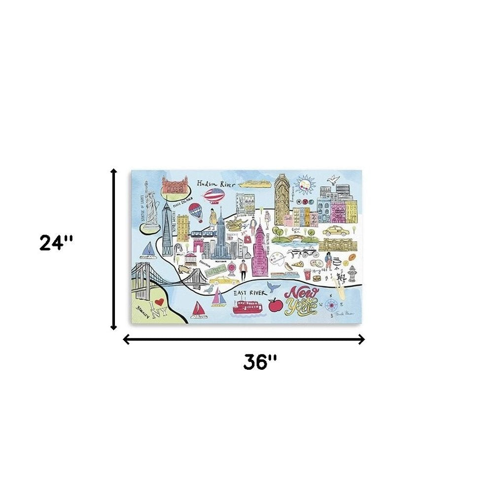 Fun Illustrated Nyc Map Unframed Print Wall Art — view 10
