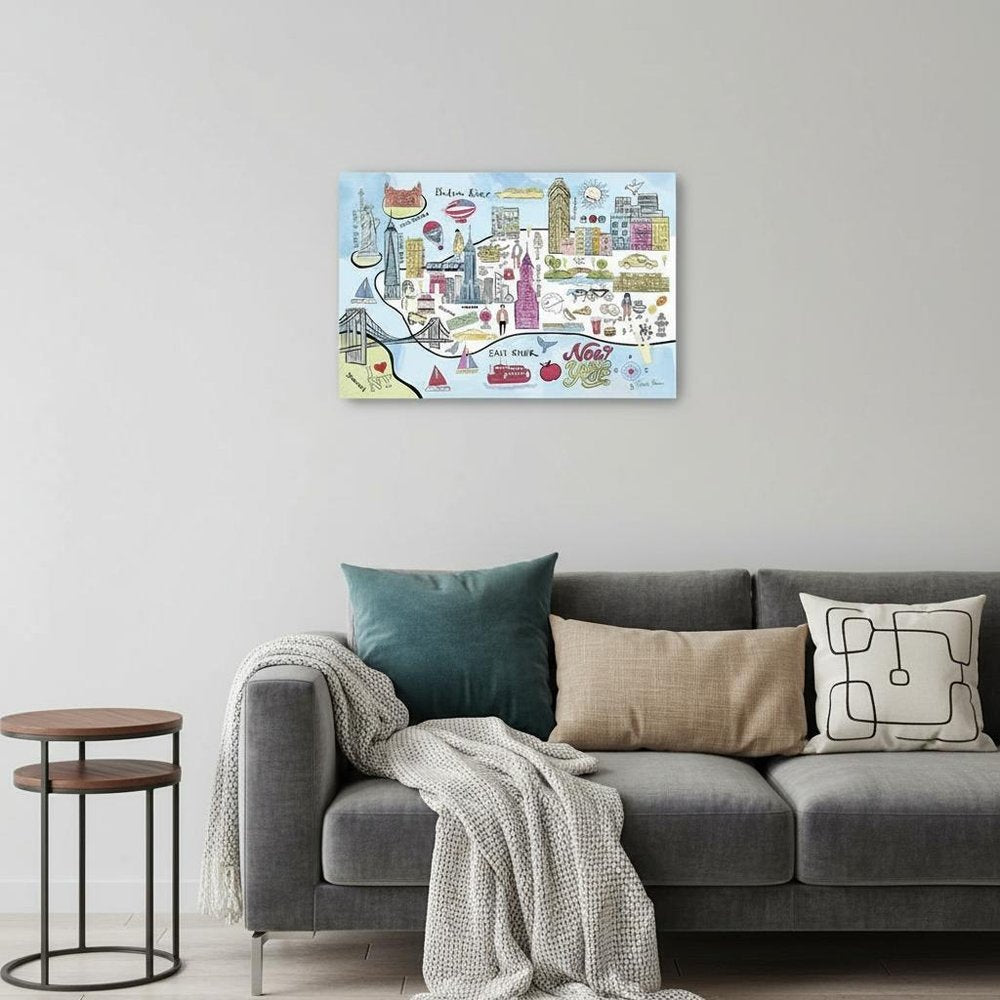 Fun Illustrated Nyc Map Unframed Print Wall Art — view 7