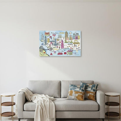 Fun Illustrated Nyc Map Unframed Print Wall Art HomeRoots