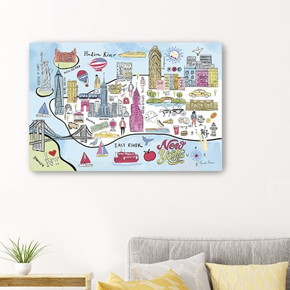 Fun Illustrated Nyc Map Unframed Print Wall Art — view 14