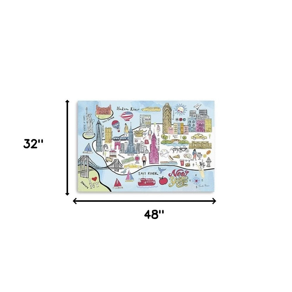 Fun Illustrated Nyc Map Unframed Print Wall Art — view 15