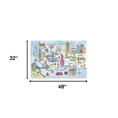 Fun Illustrated Nyc Map Unframed Print Wall Art HomeRoots