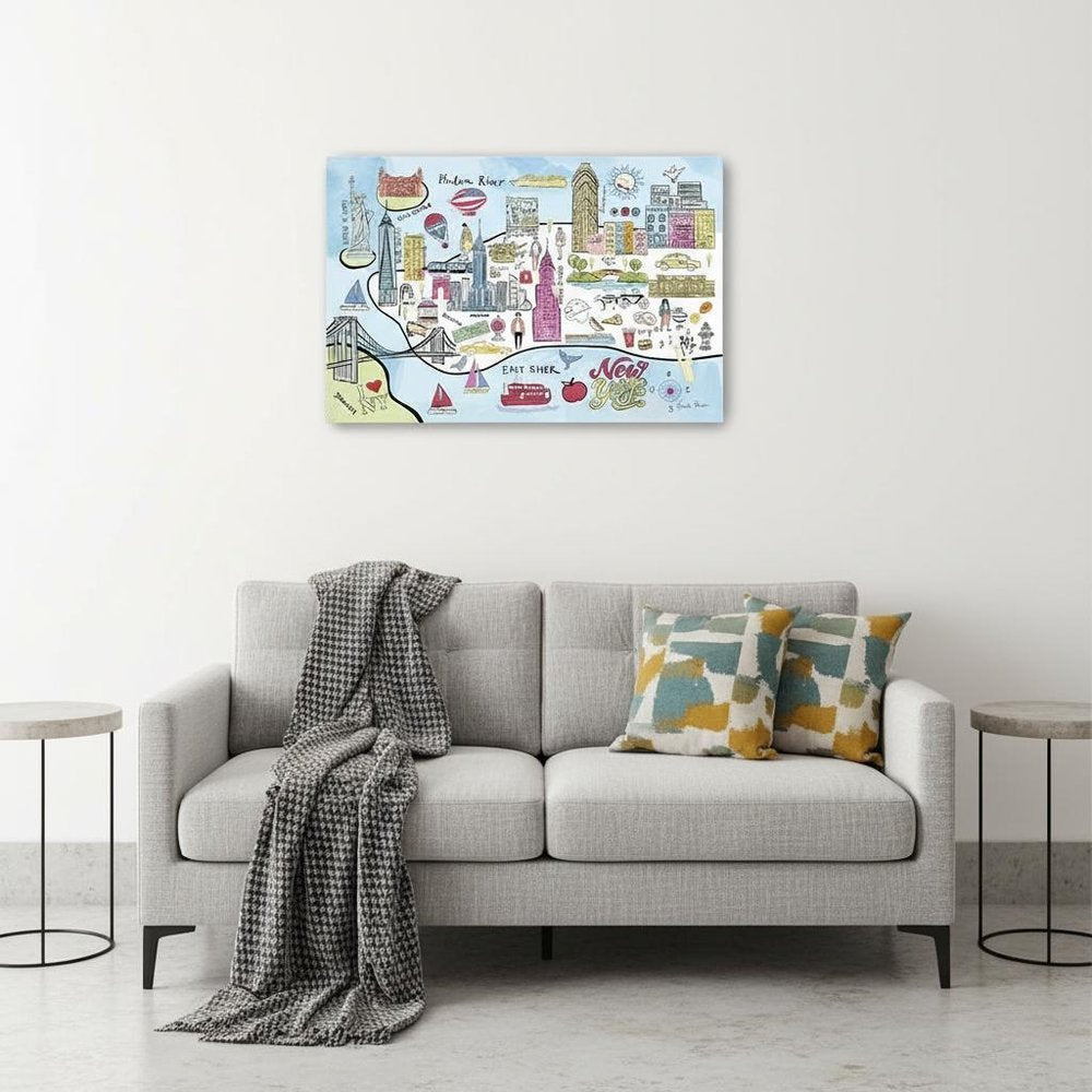 Fun Illustrated Nyc Map Unframed Print Wall Art — view 11