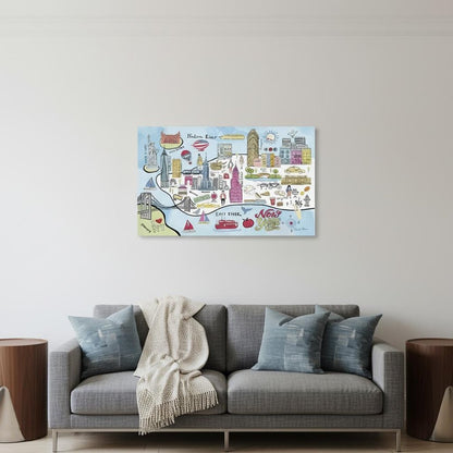 Fun Illustrated Nyc Map Unframed Print Wall Art HomeRoots