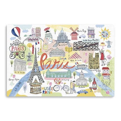 Fun Illustrated Paris Map Unframed Print Wall Art HomeRoots