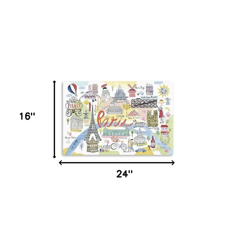 Fun Illustrated Paris Map Unframed Print Wall Art — view 5