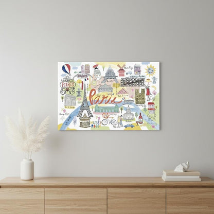 Fun Illustrated Paris Map Unframed Print Wall Art HomeRoots