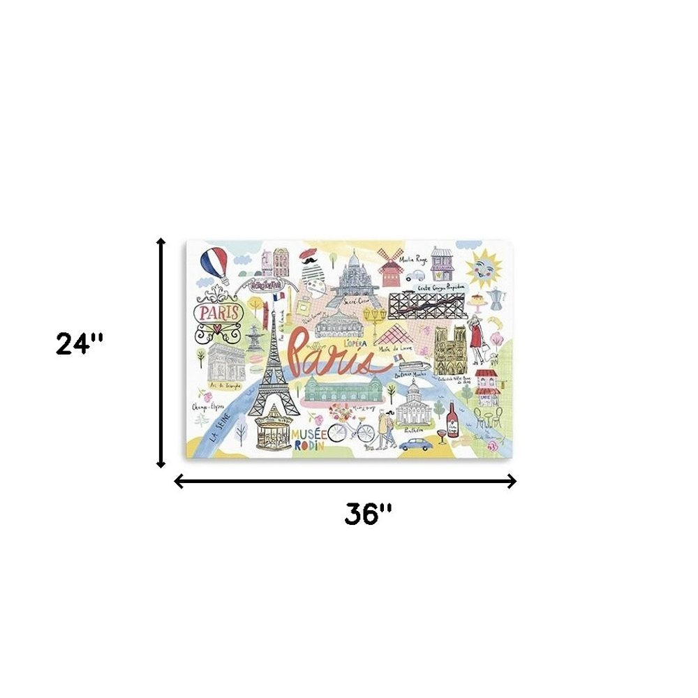 Fun Illustrated Paris Map Unframed Print Wall Art HomeRoots